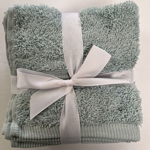 TK Seafoam Wash Cloths Cotton Set of Four 13x13 inch Home Luxury - Picture 3 of 5